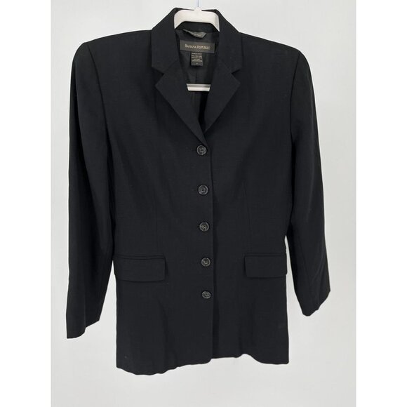 Banana Republic Ladies 5 Button Wool Blazer Black Size 4 Made in Italy - Picture 1 of 12